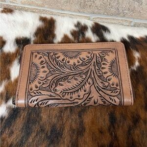 Brown Floral Leather Wallet